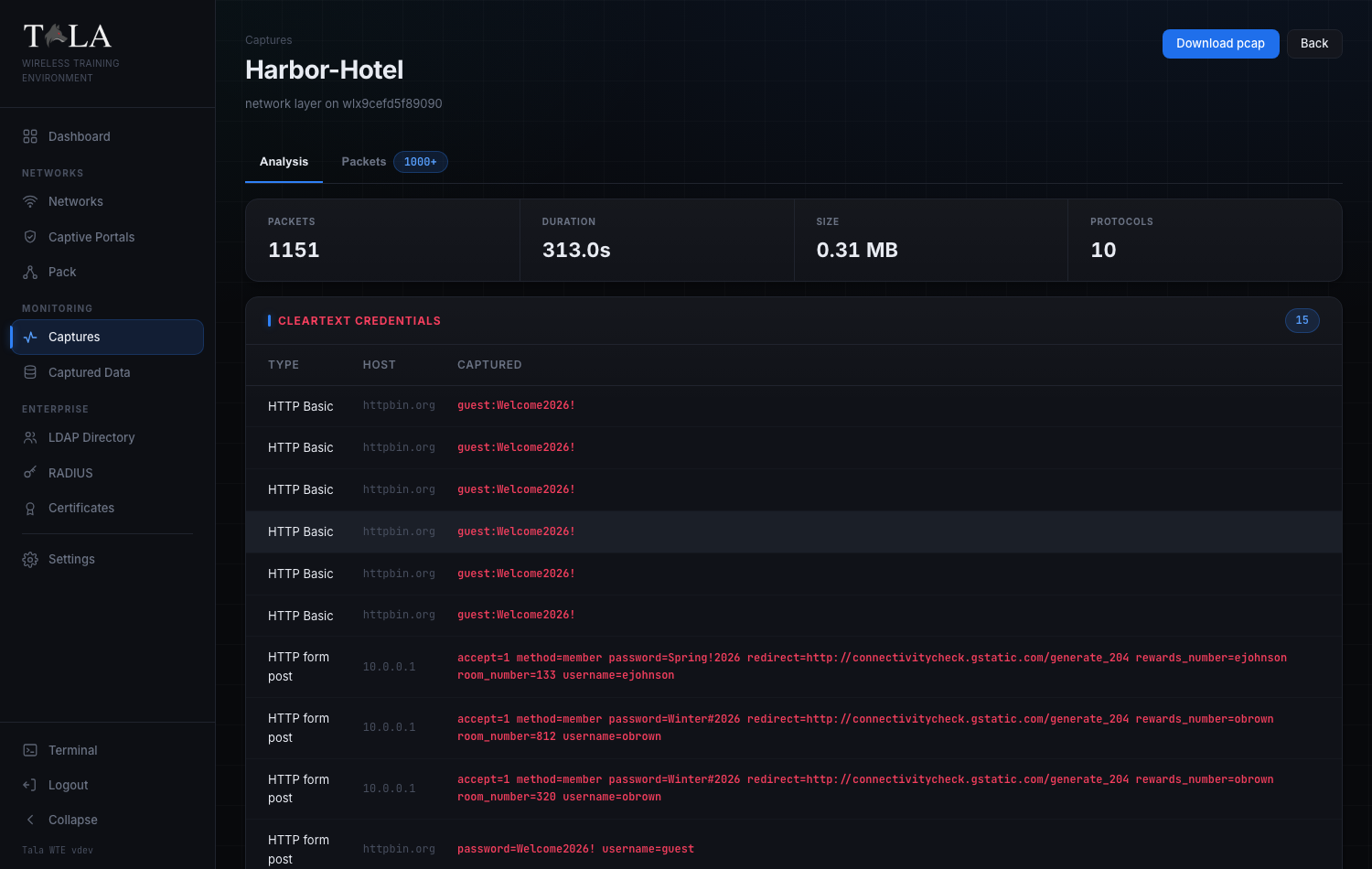 The capture analysis view
