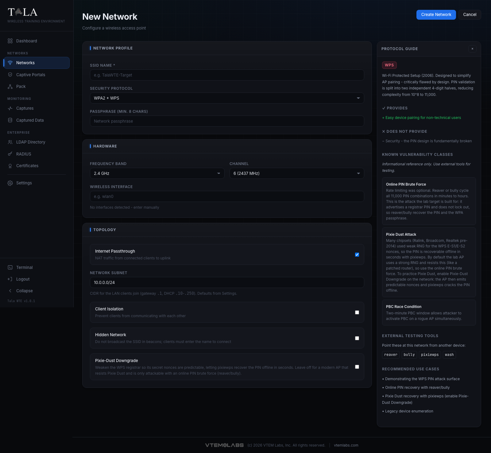 A WPS network showing the Pixie-Dust Downgrade toggle