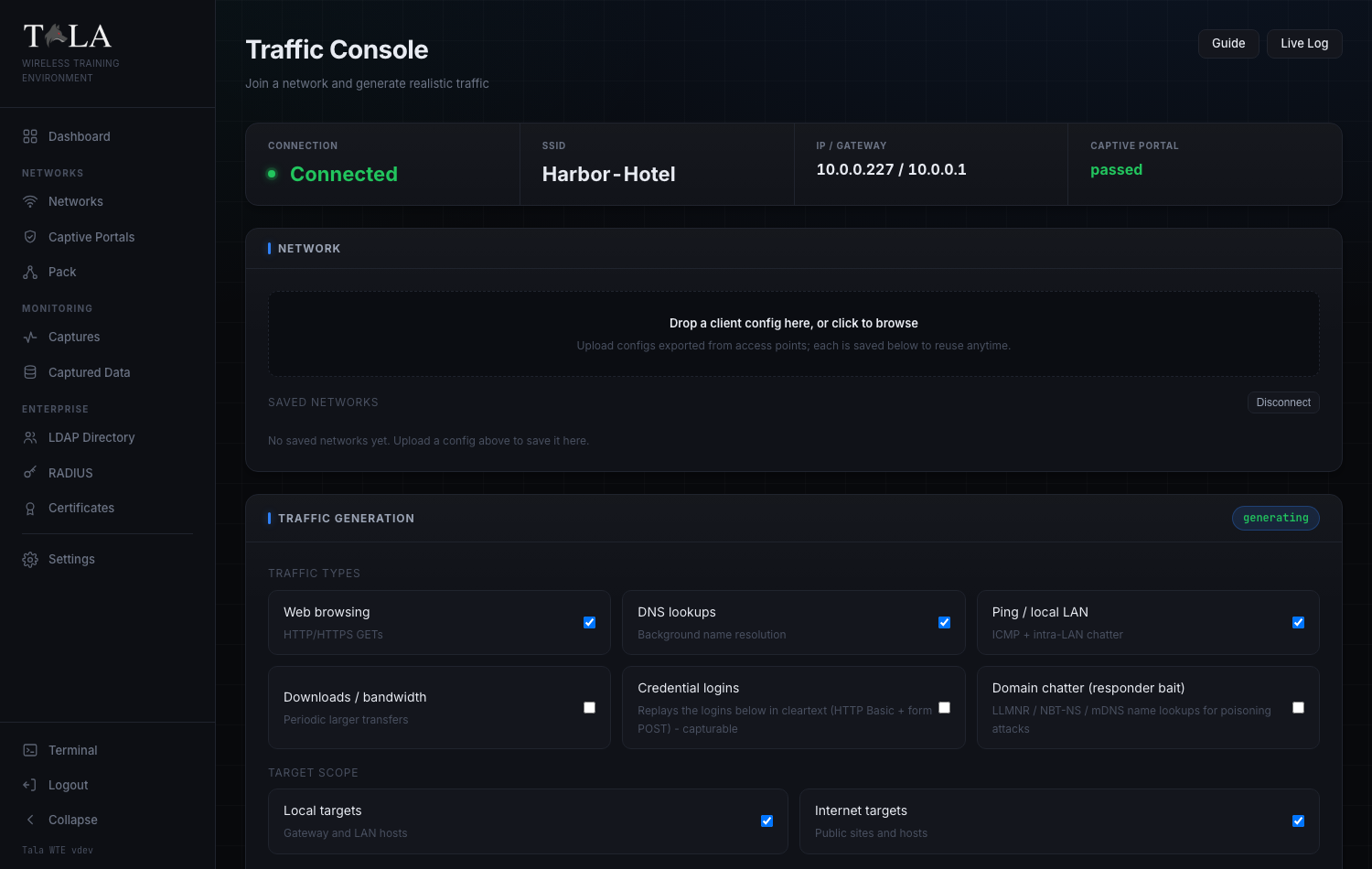 Traffic Console with a connected client